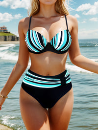 Stylish Vibrant Striped Two-Piece Fashion Bikini