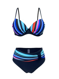 Stylish Vibrant Striped Two-Piece Fashion Bikini