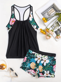 Fashion Tropical Print Tankini  Set