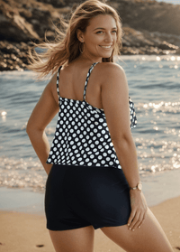 Dot Printed Layered Hem  Tankini Set