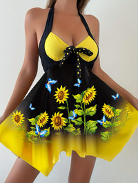 Tropical Floral Print Elegant One Piece Swimsuit