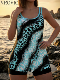 Tie-Dye Diagonal Stripe Fashion Tankini Swimwear