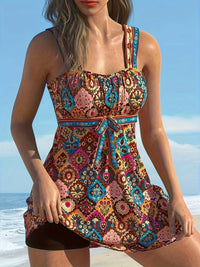 Vintage Tribal Print Elegant Two-Piece Tankini Set