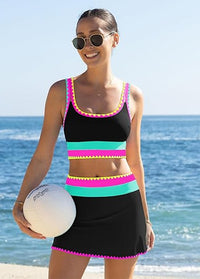 Sporty Color Block 3-piece Bikini Set