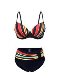 Stylish Vibrant Striped Two-Piece Fashion Bikini