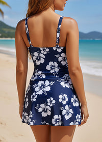 V Neck Floral Casual Swimdress