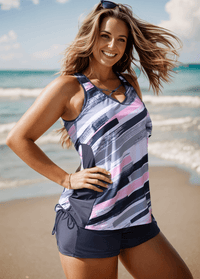 Graffiti Print Muti Color Tankini Set