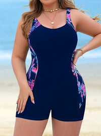 Women'S 2pcs Tropical Floral Print Loose Swimwear Tankini Set