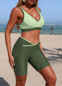 Crisscross Waistband Side Pockets Bikini