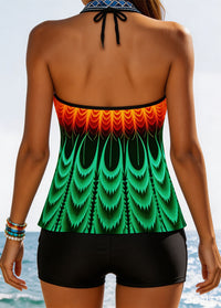 Boho Gradient Feather Halter Swimwear