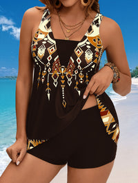 Ethnic Geometric Print High Stretch Two-Piece Swimsuit