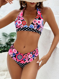 Classic Polka Dot Halter Neck Lace-Up Bikini Set