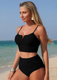 High-waisted Ruched Bottoms Bkini Set