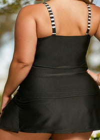 Striped Drawstring Side Tankini Set