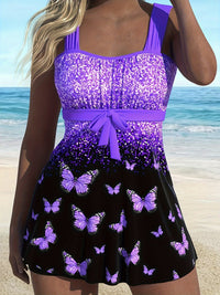 Butterfly Pattern Elegant Two-Piece Tankini Swimsuit