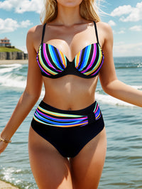 Stylish Vibrant Striped Two-Piece Fashion Bikini