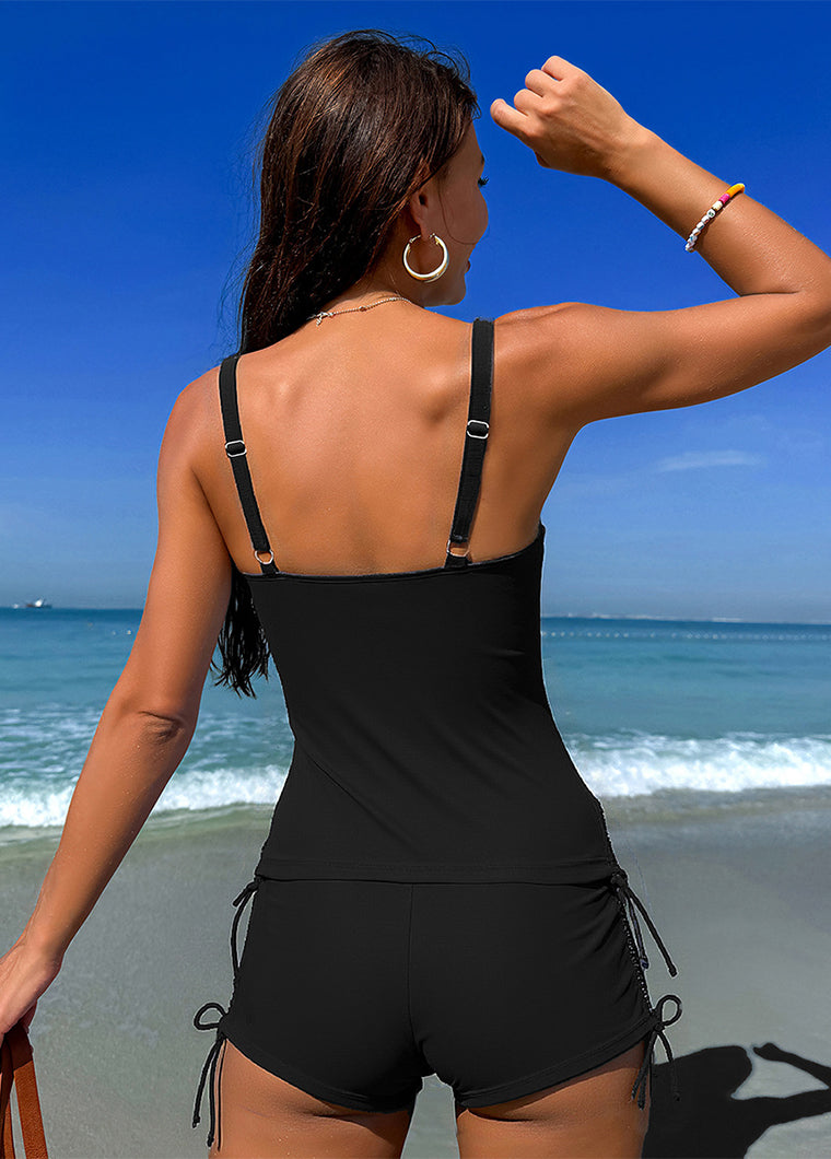 Lily Prints Side Drawstring Tankini Set