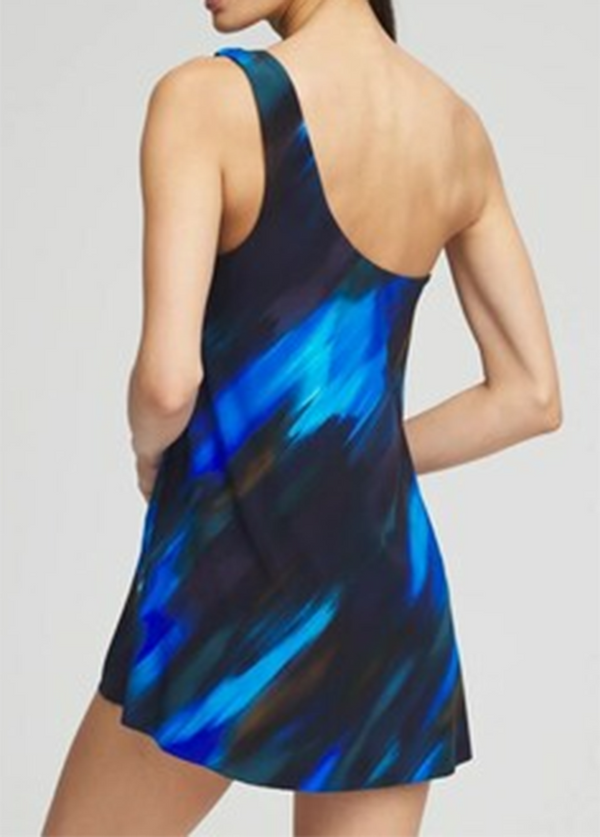 One Shoulder Printed Tankini Set