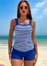 Striped Racerback Sporty Tankini Set
