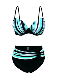 Stylish Vibrant Striped Two-Piece Fashion Bikini