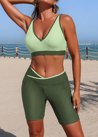 Crisscross Waistband Side Pockets Bikini