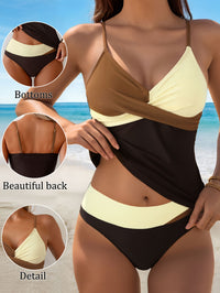 Women'S 2pcs Tropical Floral Print Loose Swimwear Tankini Set