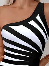 Elegant Directional One-Piece Swimsuit