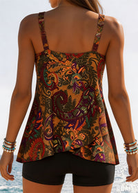 Bohemian Paisley Print Asymmetrical Tankini
