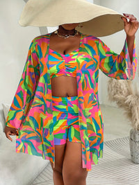 Women'S 2pcs Tropical Floral Print Loose Swimwear Tankini Set