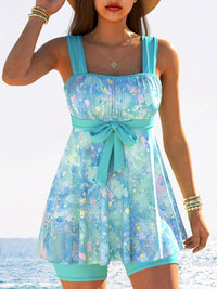 Pastel Tie Dye Bow Detail Tankini Set