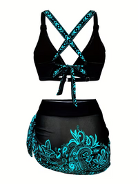 Boho Paisley Deep V-Neck Two-Piece Bikini Set