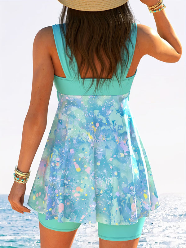 Pastel Tie Dye Bow Detail Tankini Set