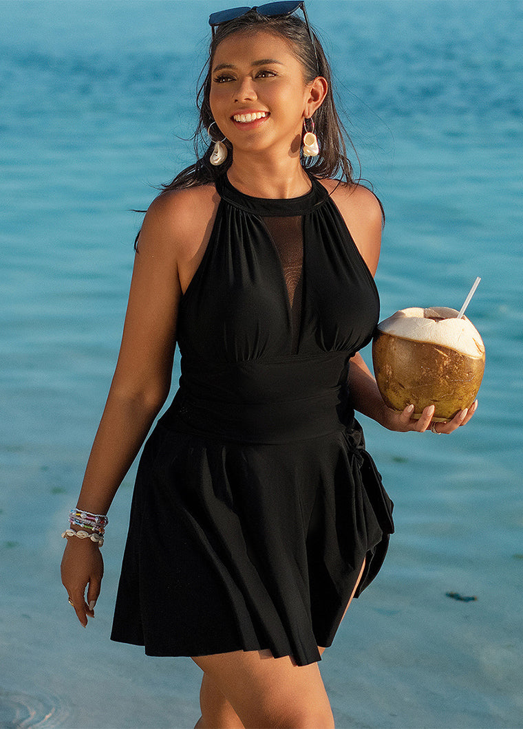 Sheer Mesh Elegant Halterneck Swimdress