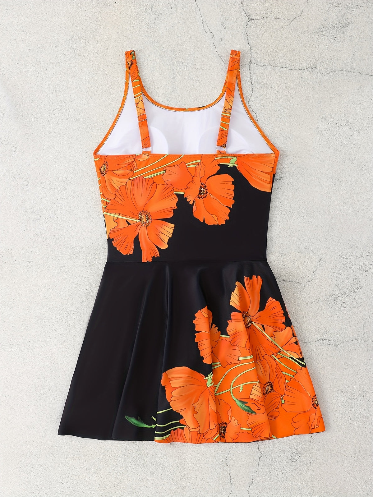 Elegant Floral Print Modest One-Piece Swimsuit