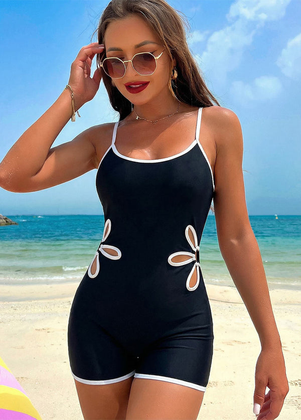 Sexy Hollow-out Floral One-Piece Swimsuit