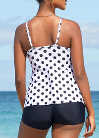 Layered Hem Polka Dot Tankini Set
