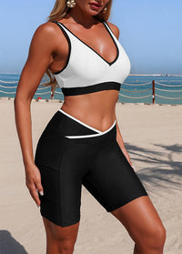 Crisscross Waistband Side Pockets Bikini