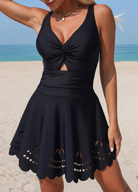 Crossover Hollowed-out Stretch Swimdress