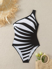 Elegant Directional One-Piece Swimsuit