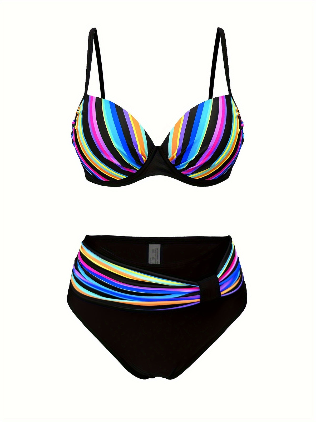 Stylish Vibrant Striped Two-Piece Fashion Bikini