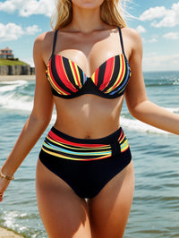 Stylish Vibrant Striped Two-Piece Fashion Bikini