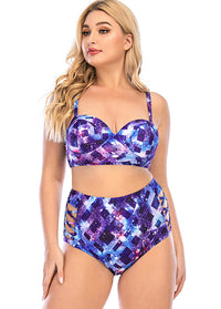 Print High Waist Plussize Bikini Set