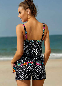 Printed Spaghetti Strap Tankini Set