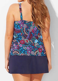 Plus Size Padded Printed Tankini Set - fashionyanclothes