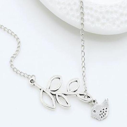 Metal Birds and Branch Pendant Necklace - fashionyanclothes