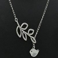 Metal Birds and Branch Pendant Necklace - fashionyanclothes