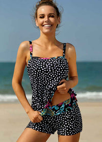 Printed Spaghetti Strap Tankini Set
