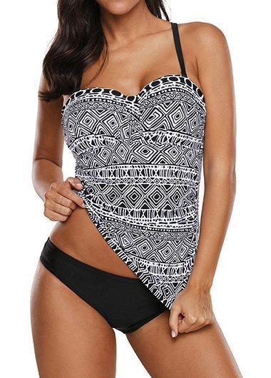 Strappy Back Printed Tankini Set - fashionyanclothes