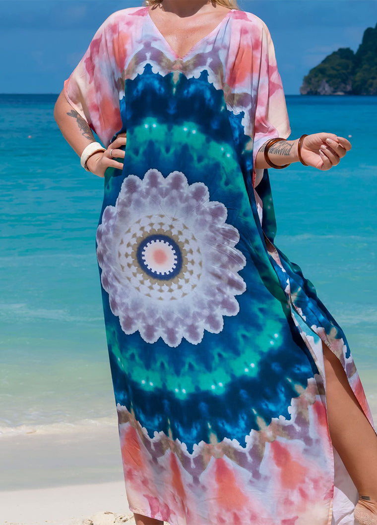 Tie Dye Print Cotton Cover Up Dress