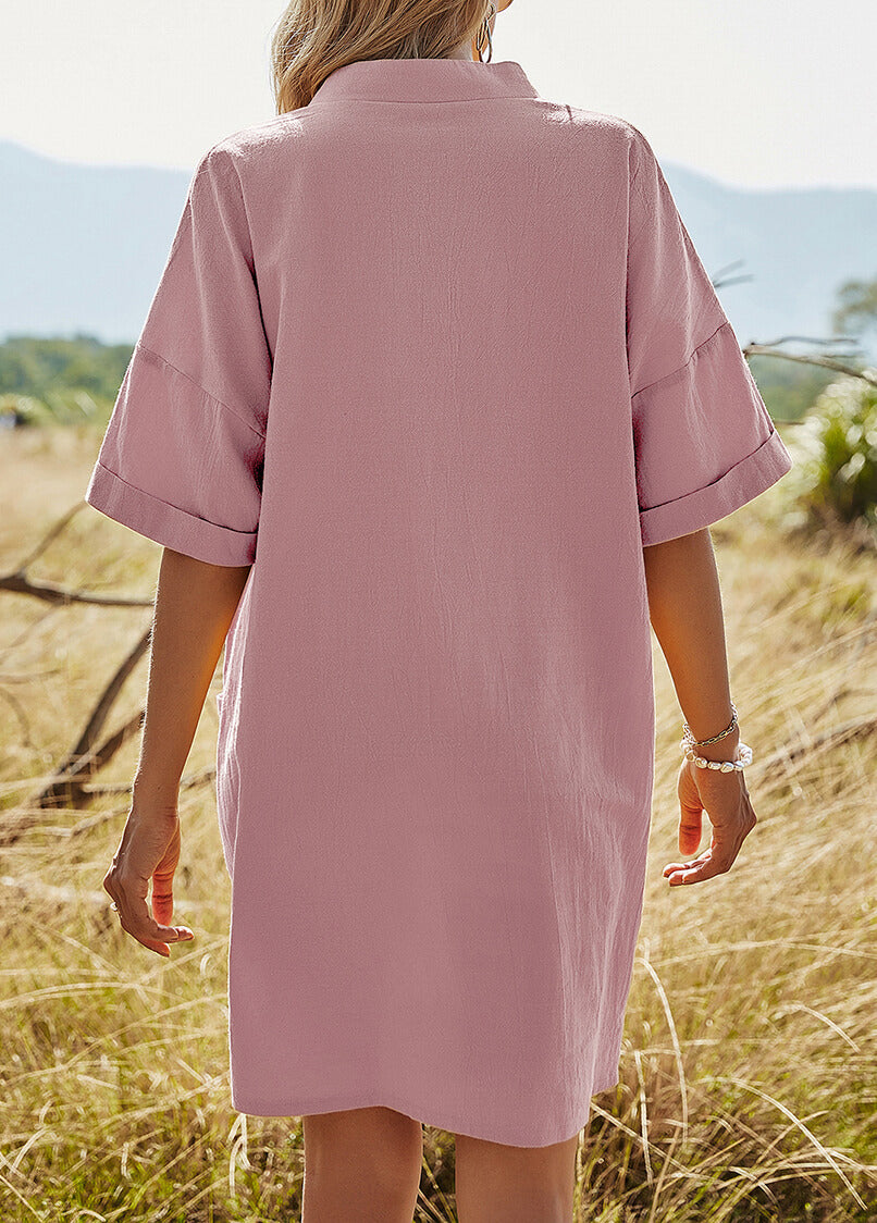 Solid Loose Short Sleeve Dress